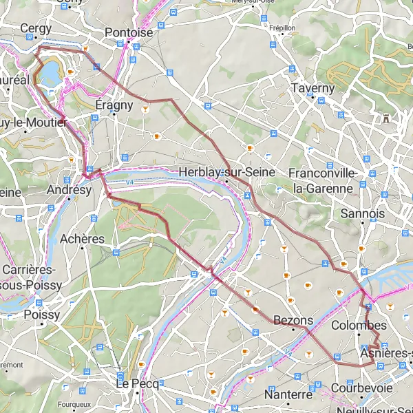 Map miniature of "Countryside Escape: Gravel Trails and Greenery" cycling inspiration in Ile-de-France, France. Generated by Tarmacs.app cycling route planner