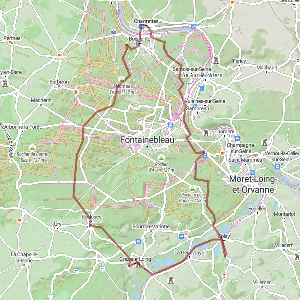 Map miniature of "Majestic Forests and Historic Villages" cycling inspiration in Ile-de-France, France. Generated by Tarmacs.app cycling route planner