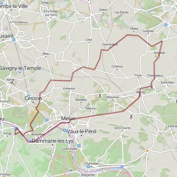 Map miniature of "Bertrand Loop" cycling inspiration in Ile-de-France, France. Generated by Tarmacs.app cycling route planner