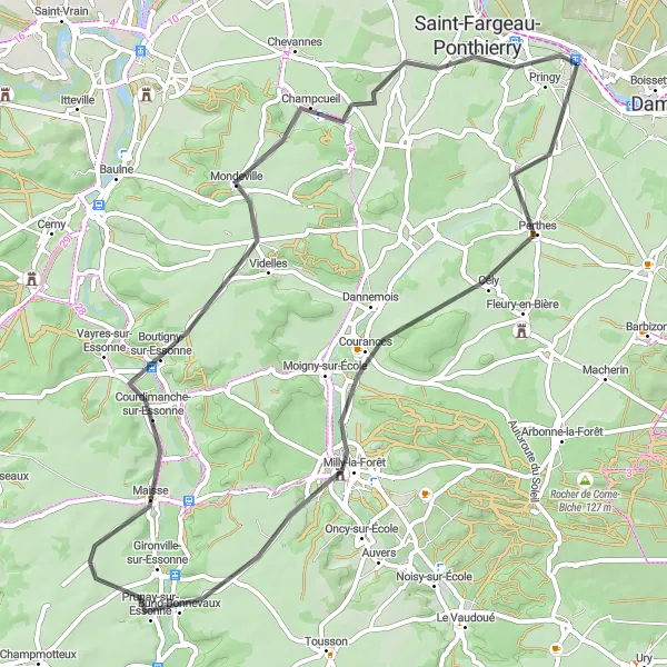 Map miniature of "Boissise-le-Roi Loop" cycling inspiration in Ile-de-France, France. Generated by Tarmacs.app cycling route planner