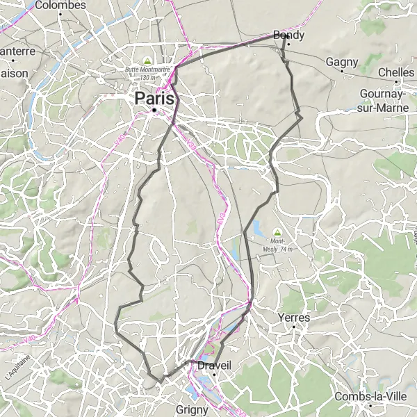 Map miniature of "Art and Culture" cycling inspiration in Ile-de-France, France. Generated by Tarmacs.app cycling route planner