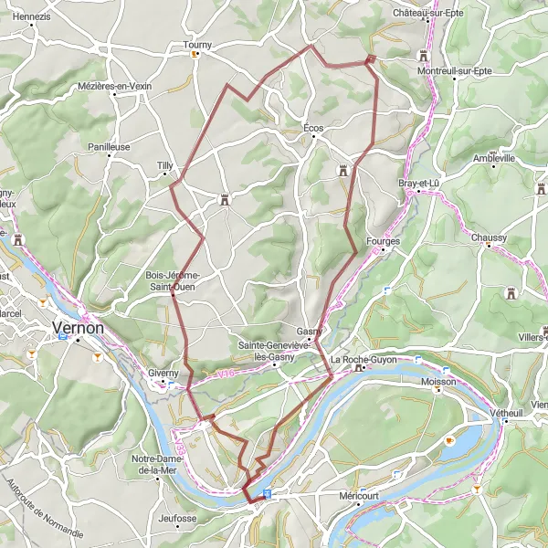 Miniature de la carte de l'inspiration cycliste "Boucle Naturelle" dans la Ile-de-France, France. Générée par le planificateur d'itinéraire cycliste Tarmacs.app