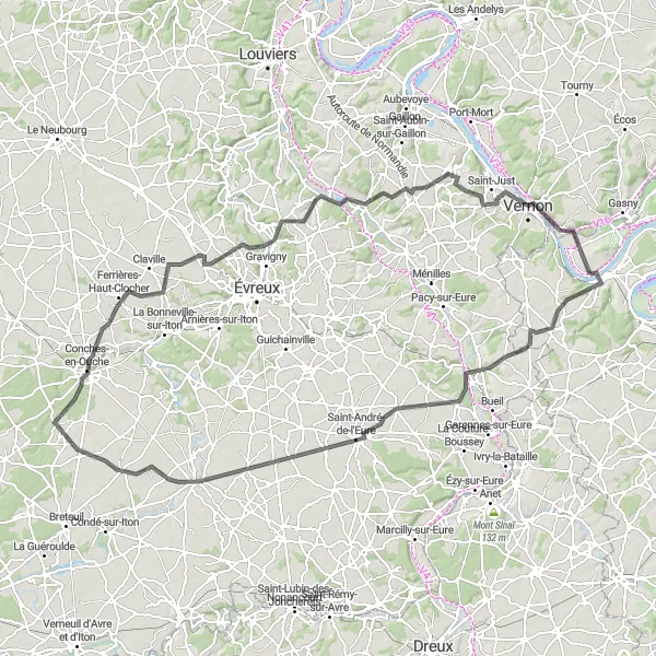 Map miniature of "Ultimate Road Cycling Adventure from Bonnières-sur-Seine" cycling inspiration in Ile-de-France, France. Generated by Tarmacs.app cycling route planner