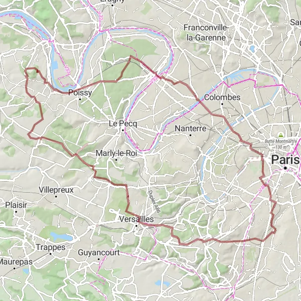 Miniature de la carte de l'inspiration cycliste "Bourg-la-Reine vers Pont Alexandre III Gravel Tour" dans la Ile-de-France, France. Générée par le planificateur d'itinéraire cycliste Tarmacs.app