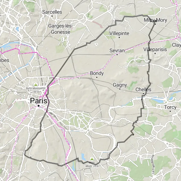 Miniature de la carte de l'inspiration cycliste "Bourg-la-Reine - Créteil Road Trip" dans la Ile-de-France, France. Générée par le planificateur d'itinéraire cycliste Tarmacs.app