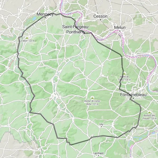 Map miniature of "The Ultimate Road Cycling Challenge" cycling inspiration in Ile-de-France, France. Generated by Tarmacs.app cycling route planner