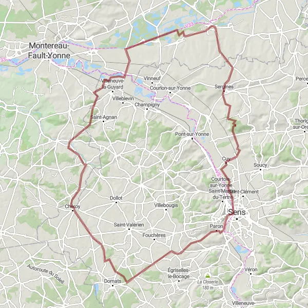 Map miniature of "Gravel Adventure" cycling inspiration in Ile-de-France, France. Generated by Tarmacs.app cycling route planner