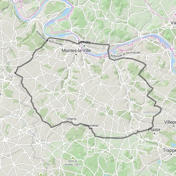 Map miniature of "Ultimate Century Ride - Bréval Challenge" cycling inspiration in Ile-de-France, France. Generated by Tarmacs.app cycling route planner