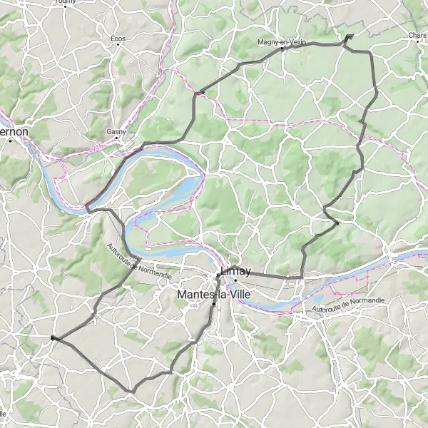 Map miniature of "Historical Road Ride - Bréval Heritage" cycling inspiration in Ile-de-France, France. Generated by Tarmacs.app cycling route planner