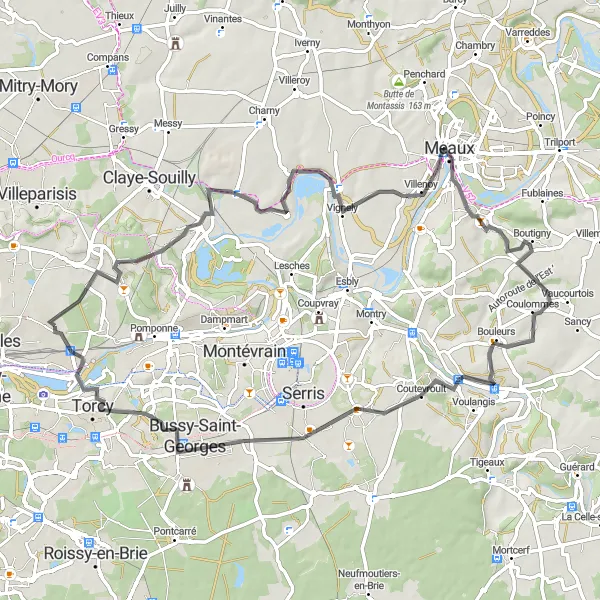 Miniature de la carte de l'inspiration cycliste "Boucle des Châteaux" dans la Ile-de-France, France. Générée par le planificateur d'itinéraire cycliste Tarmacs.app