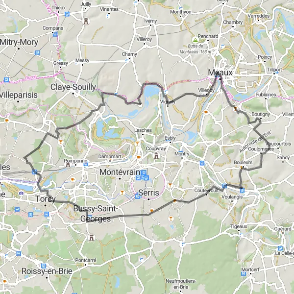 Map miniature of "Scenic Road Cycling Journey from Brou-sur-Chantereine" cycling inspiration in Ile-de-France, France. Generated by Tarmacs.app cycling route planner