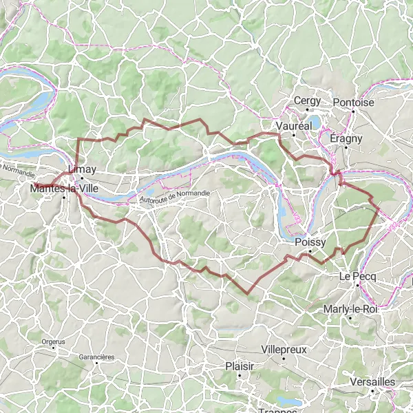 Map miniature of "The Ultimate Gravel Challenge" cycling inspiration in Ile-de-France, France. Generated by Tarmacs.app cycling route planner