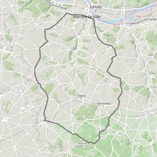 Map miniature of "The Countryside Escape" cycling inspiration in Ile-de-France, France. Generated by Tarmacs.app cycling route planner