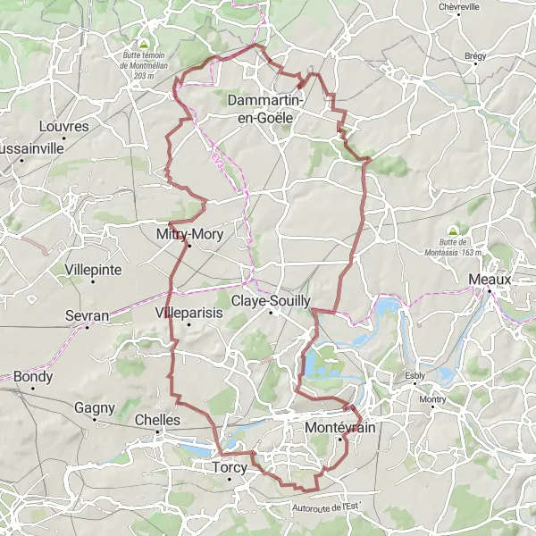 Map miniature of "Scenic gravel ride to Annet-sur-Marne" cycling inspiration in Ile-de-France, France. Generated by Tarmacs.app cycling route planner