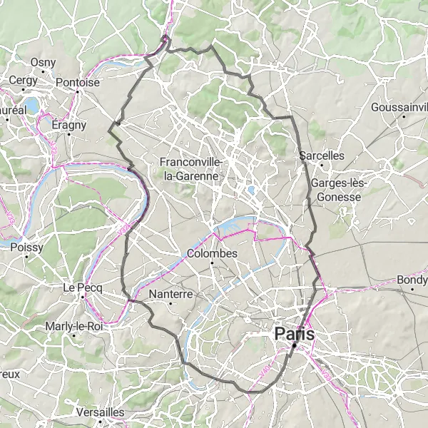 Map miniature of "Picturesque Road Cycling Adventure around Butry-sur-Oise" cycling inspiration in Ile-de-France, France. Generated by Tarmacs.app cycling route planner