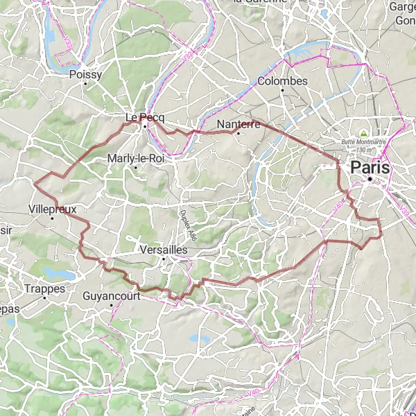 Map miniature of "Journey to Champs Élysées" cycling inspiration in Ile-de-France, France. Generated by Tarmacs.app cycling route planner