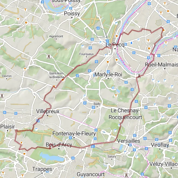 Miniature de la carte de l'inspiration cycliste "Tour de gravel autour de Chatou" dans la Ile-de-France, France. Générée par le planificateur d'itinéraire cycliste Tarmacs.app