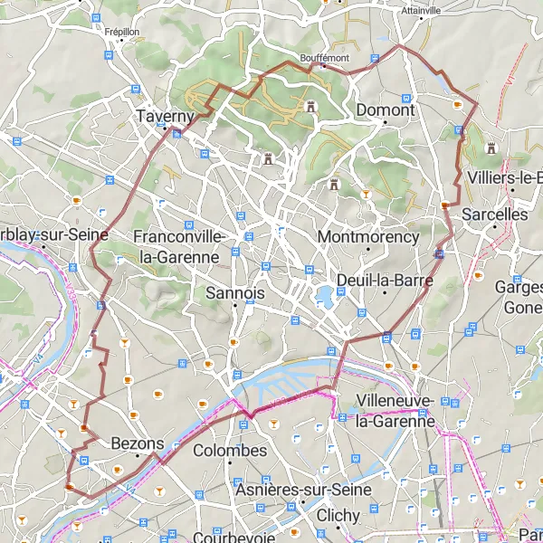 Miniature de la carte de l'inspiration cycliste "Boucle de Houilles à Carrières-sur-Seine" dans la Ile-de-France, France. Générée par le planificateur d'itinéraire cycliste Tarmacs.app