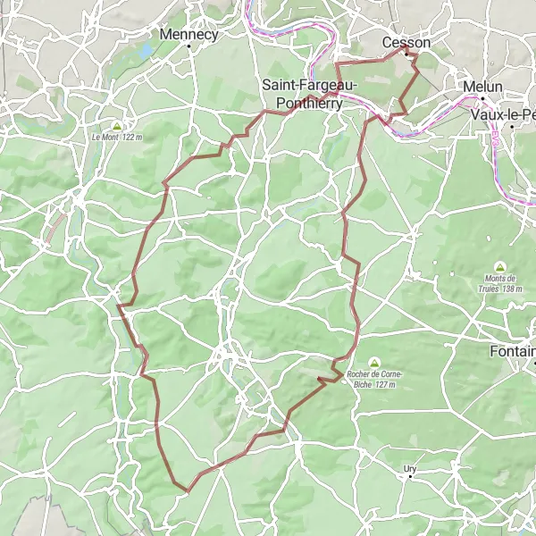 Miniature de la carte de l'inspiration cycliste "Parcours autour de Boissise-la-Bertrand" dans la Ile-de-France, France. Générée par le planificateur d'itinéraire cycliste Tarmacs.app