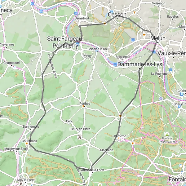 Miniature de la carte de l'inspiration cycliste "Parcours de Melun à Cesson" dans la Ile-de-France, France. Générée par le planificateur d'itinéraire cycliste Tarmacs.app