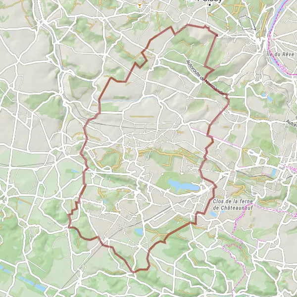 Miniature de la carte de l'inspiration cycliste "Parcours en Gravel autour de Chambourcy" dans la Ile-de-France, France. Générée par le planificateur d'itinéraire cycliste Tarmacs.app