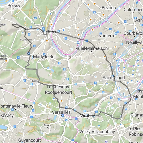 Map miniature of "Spectacular Views and L'Étang-la-Ville" cycling inspiration in Ile-de-France, France. Generated by Tarmacs.app cycling route planner