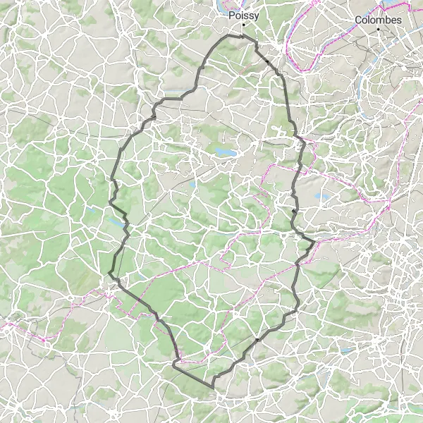 Map miniature of "Chambourcy to Versailles Road Route" cycling inspiration in Ile-de-France, France. Generated by Tarmacs.app cycling route planner