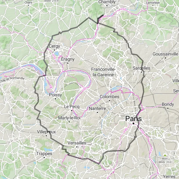 Map miniature of "Ultimate Road Cycling Challenge: L'Isle-Adam to Parmain" cycling inspiration in Ile-de-France, France. Generated by Tarmacs.app cycling route planner