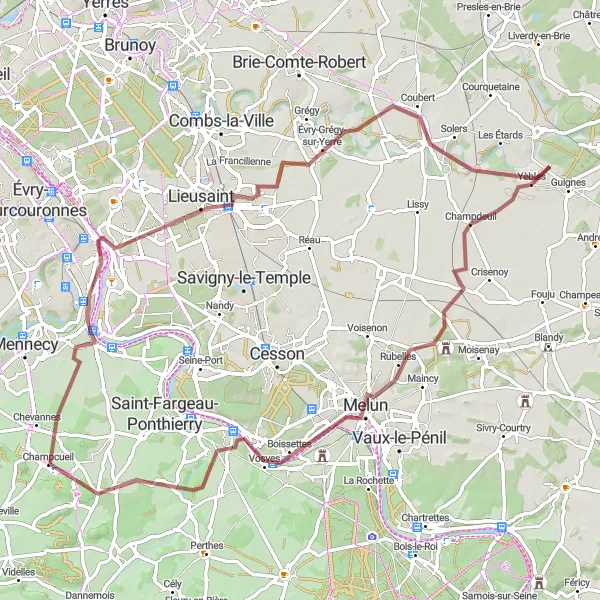 Map miniature of "Champcueil - Le Mée-sur-Seine" cycling inspiration in Ile-de-France, France. Generated by Tarmacs.app cycling route planner