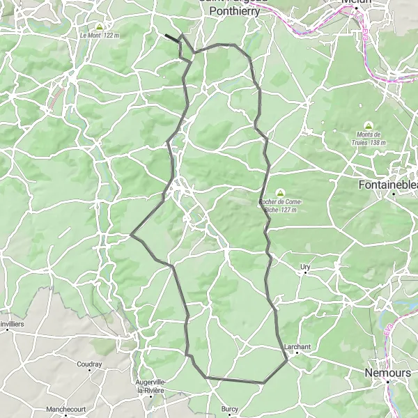 Map miniature of "Champcueil Road Adventure" cycling inspiration in Ile-de-France, France. Generated by Tarmacs.app cycling route planner