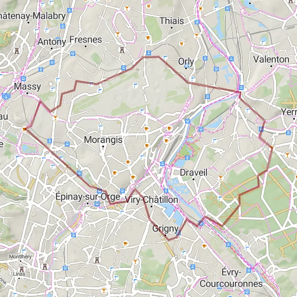 Map miniature of "Champlan Gravel Loop" cycling inspiration in Ile-de-France, France. Generated by Tarmacs.app cycling route planner