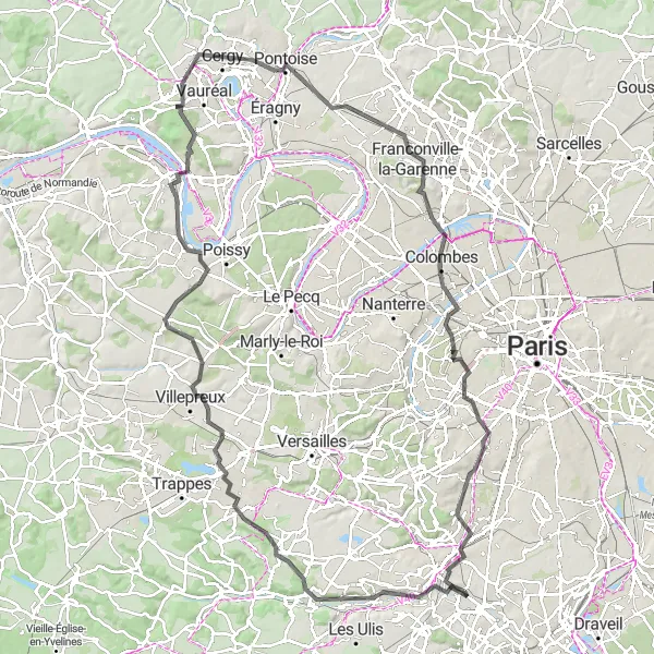 Map miniature of "Champlan to Ballon Generali de Paris Loop" cycling inspiration in Ile-de-France, France. Generated by Tarmacs.app cycling route planner
