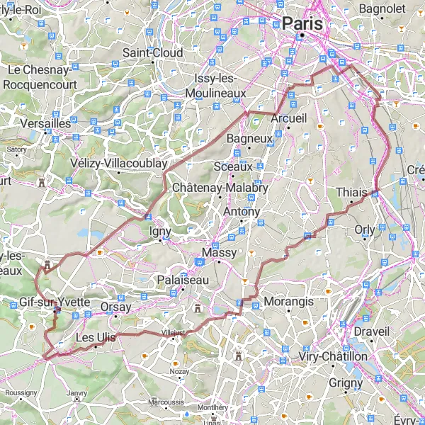 Map miniature of "Charenton-le-Pont Gravel Adventure" cycling inspiration in Ile-de-France, France. Generated by Tarmacs.app cycling route planner