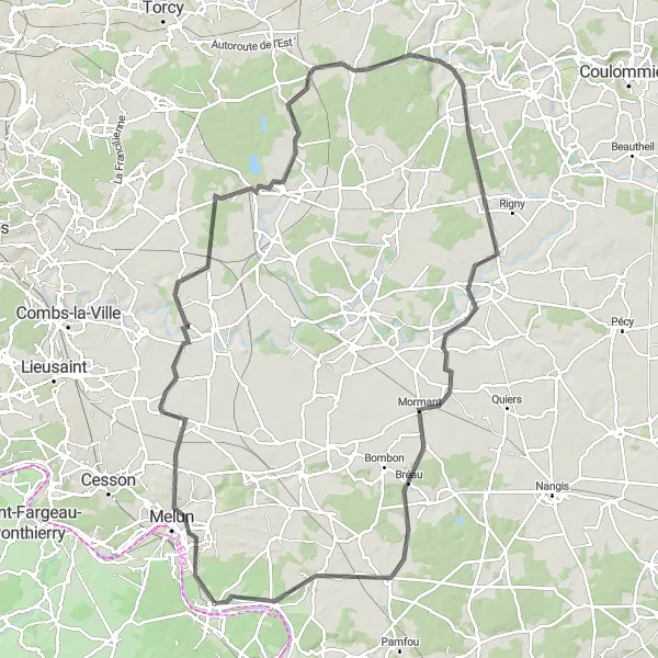 Miniature de la carte de l'inspiration cycliste "Circuit des Châteaux et Forêts" dans la Ile-de-France, France. Générée par le planificateur d'itinéraire cycliste Tarmacs.app