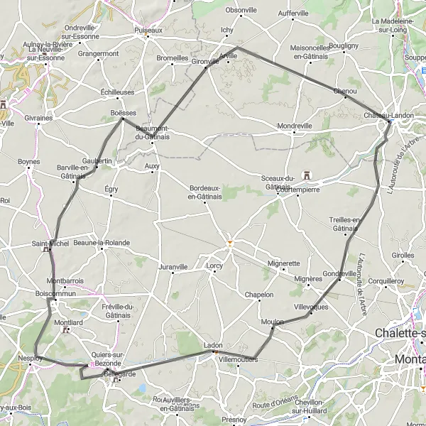 Map miniature of "A Gateway to Nature" cycling inspiration in Ile-de-France, France. Generated by Tarmacs.app cycling route planner