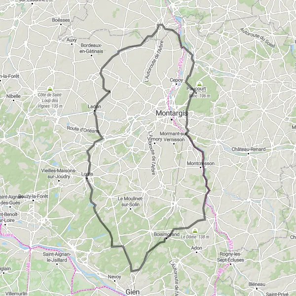 Map miniature of "Venturing into Rural France" cycling inspiration in Ile-de-France, France. Generated by Tarmacs.app cycling route planner