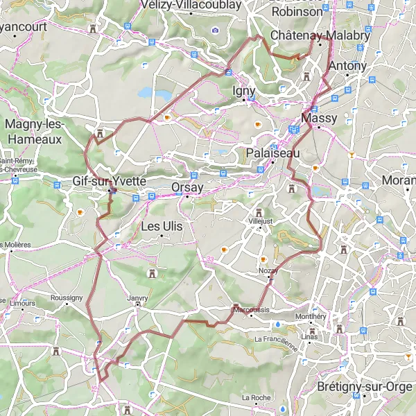 Miniature de la carte de l'inspiration cycliste "Exploration des Vallées et Forêts" dans la Ile-de-France, France. Générée par le planificateur d'itinéraire cycliste Tarmacs.app
