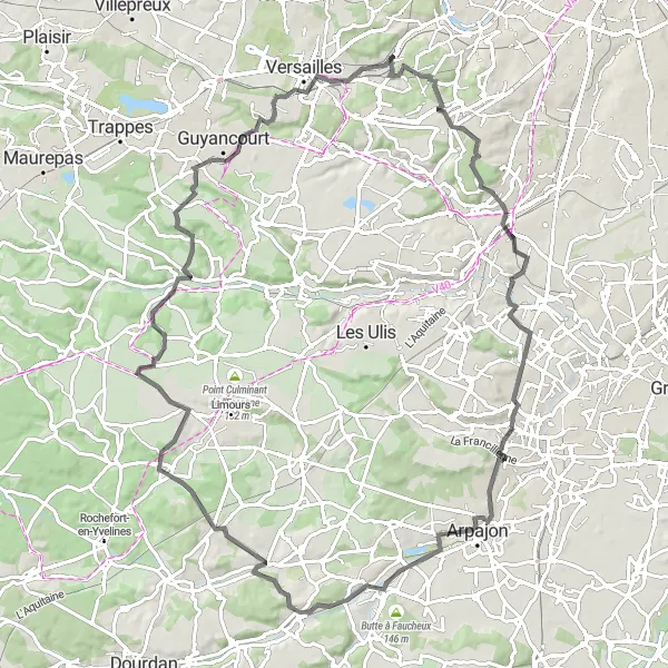 Map miniature of "Park Perspective Loop" cycling inspiration in Ile-de-France, France. Generated by Tarmacs.app cycling route planner