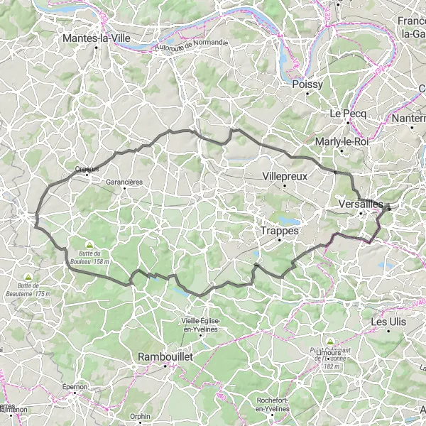 Map miniature of "Guyancourt Loop" cycling inspiration in Ile-de-France, France. Generated by Tarmacs.app cycling route planner