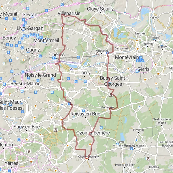 Miniature de la carte de l'inspiration cycliste "Parcours des Boucles de la Marne" dans la Ile-de-France, France. Générée par le planificateur d'itinéraire cycliste Tarmacs.app