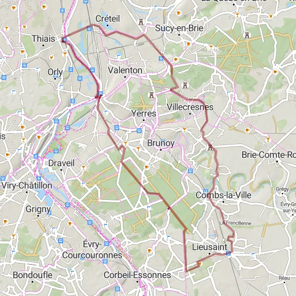 Miniature de la carte de l'inspiration cycliste "Évasion à Créteil" dans la Ile-de-France, France. Générée par le planificateur d'itinéraire cycliste Tarmacs.app