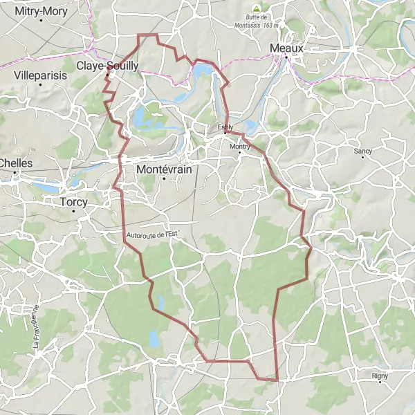 Miniature de la carte de l'inspiration cycliste "Circuit de Charmentray" dans la Ile-de-France, France. Générée par le planificateur d'itinéraire cycliste Tarmacs.app