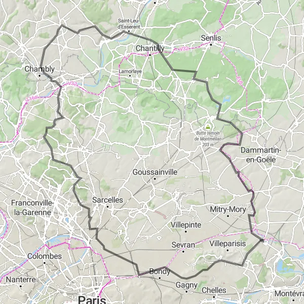 Miniature de la carte de l'inspiration cycliste "Itinéraire de Gagny" dans la Ile-de-France, France. Générée par le planificateur d'itinéraire cycliste Tarmacs.app