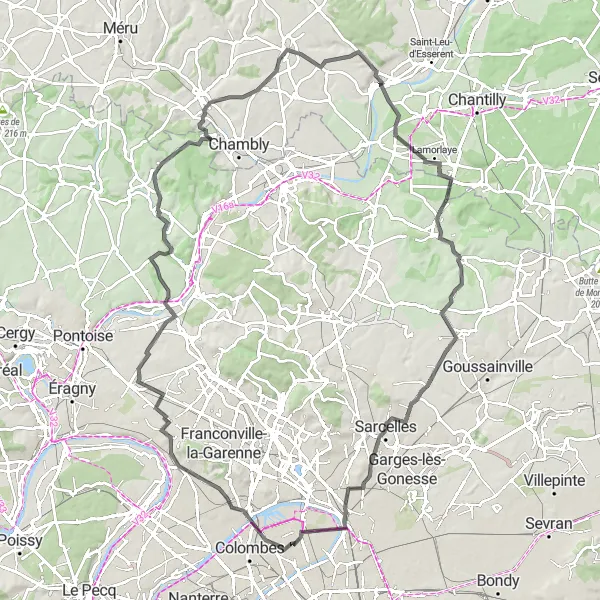 Map miniature of "Clichy to Villeneuve-la-Garenne Road Route" cycling inspiration in Ile-de-France, France. Generated by Tarmacs.app cycling route planner
