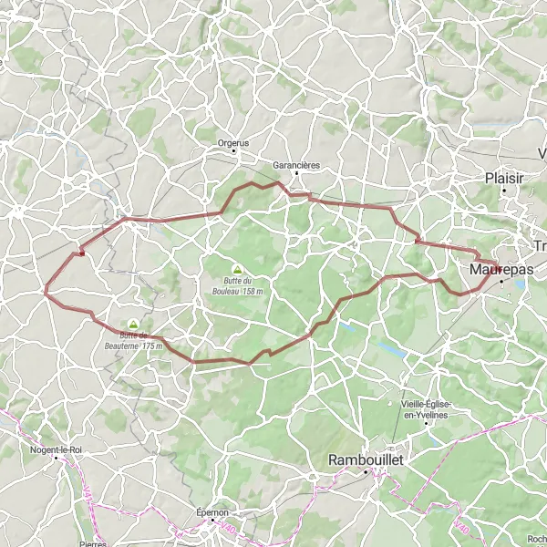 Miniature de la carte de l'inspiration cycliste "Tour des collines des Yvelines" dans la Ile-de-France, France. Générée par le planificateur d'itinéraire cycliste Tarmacs.app