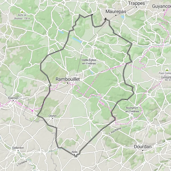 Miniature de la carte de l'inspiration cycliste "Parcours pittoresque des Yvelines" dans la Ile-de-France, France. Générée par le planificateur d'itinéraire cycliste Tarmacs.app