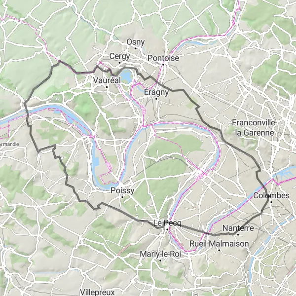 Map miniature of "Scenic Road Loop through Picturesque Villages" cycling inspiration in Ile-de-France, France. Generated by Tarmacs.app cycling route planner