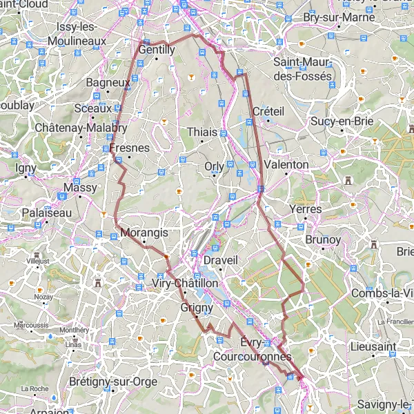 Miniature de la carte de l'inspiration cycliste "Parcours de 71 km vers Alfortville" dans la Ile-de-France, France. Générée par le planificateur d'itinéraire cycliste Tarmacs.app