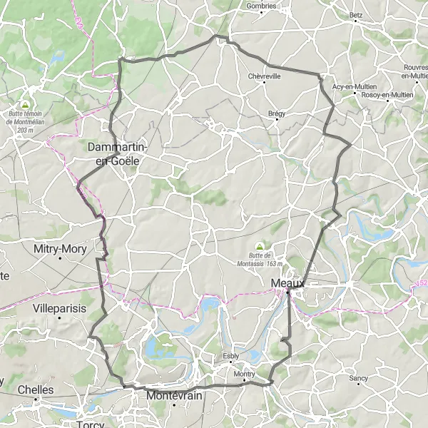 Miniature de la carte de l'inspiration cycliste "Parcours pittoresque autour de Couilly-Pont-aux-Dames" dans la Ile-de-France, France. Générée par le planificateur d'itinéraire cycliste Tarmacs.app