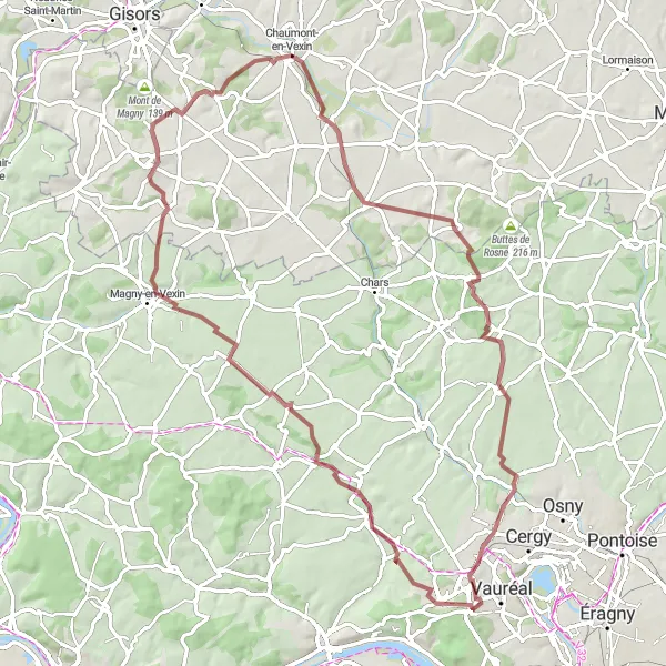 Map miniature of "Gravel Adventure" cycling inspiration in Ile-de-France, France. Generated by Tarmacs.app cycling route planner